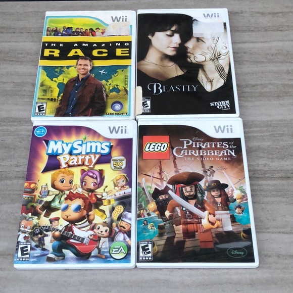 Nintendo Wii Game Bundle 4 Games 1 Price! Lego Pirates MySims Beastly & Race - Picture 1 of 8